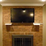 Simple, brick fireplace