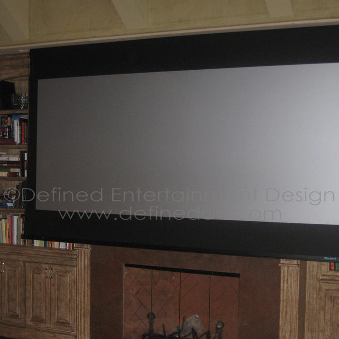 Hidden drop down projector screen