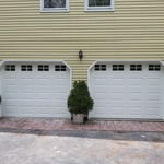 New steel garage door with windows