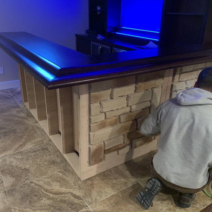 Home bar stone accents