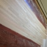 oak floor refinish, during