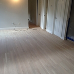 Oak floor refinish, during