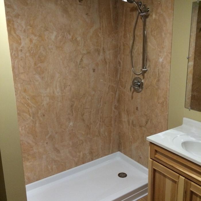 Breccia Oniciata walk-in shower