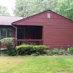 New siding on the front of the house