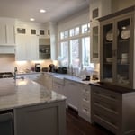 white kitchen gray hutch