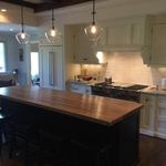 kitchen with stained island top