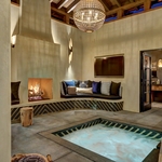 View of seating area and spa
