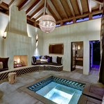Seating area showing outside lighting
