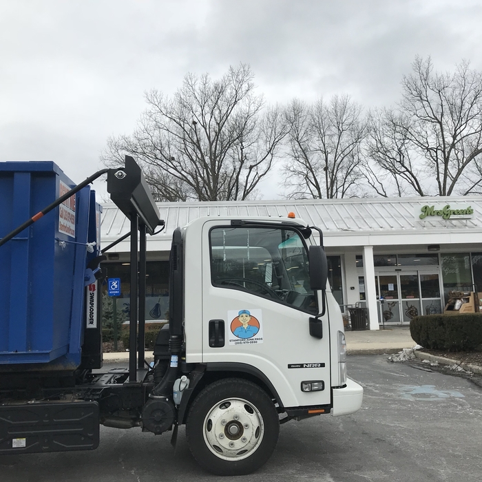 We've arrived to drop off the dumpster!