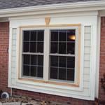 Oriel window in a brick exterior