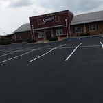 Newly sealed parking lot
