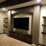 Basement Stone Column TV Wall