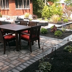 Paver patio and cement block retaining walls