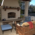 outdoor fireplace and patio