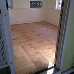 Remove entire floor vinyl, plywood and 2x6 floor
