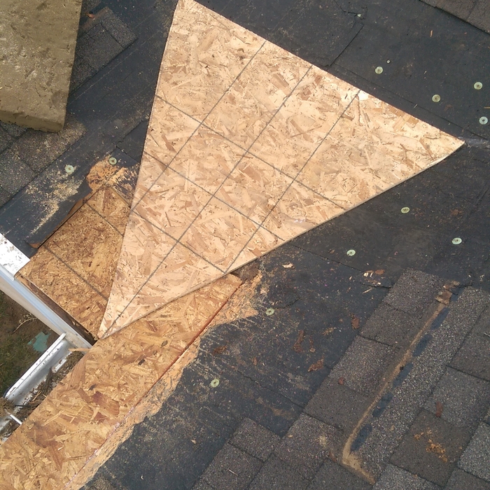New wood on eaves and valley