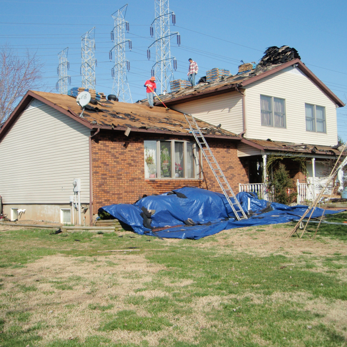 Roofing - During with tarp protection
