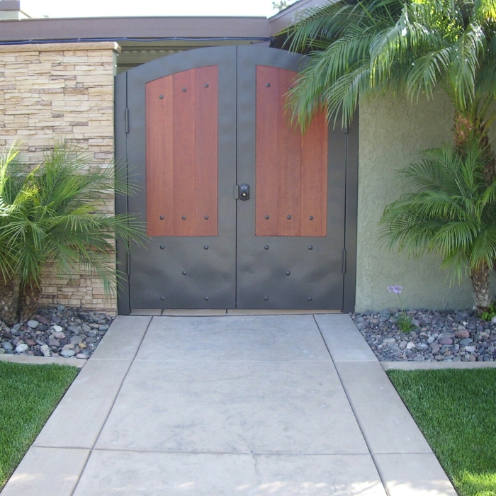 Steel Double Door With Inlaid Tiek