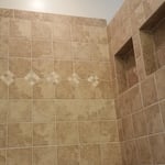 Built in shower shelf