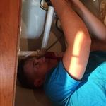 Jordan just relaxing under a sink, haha
