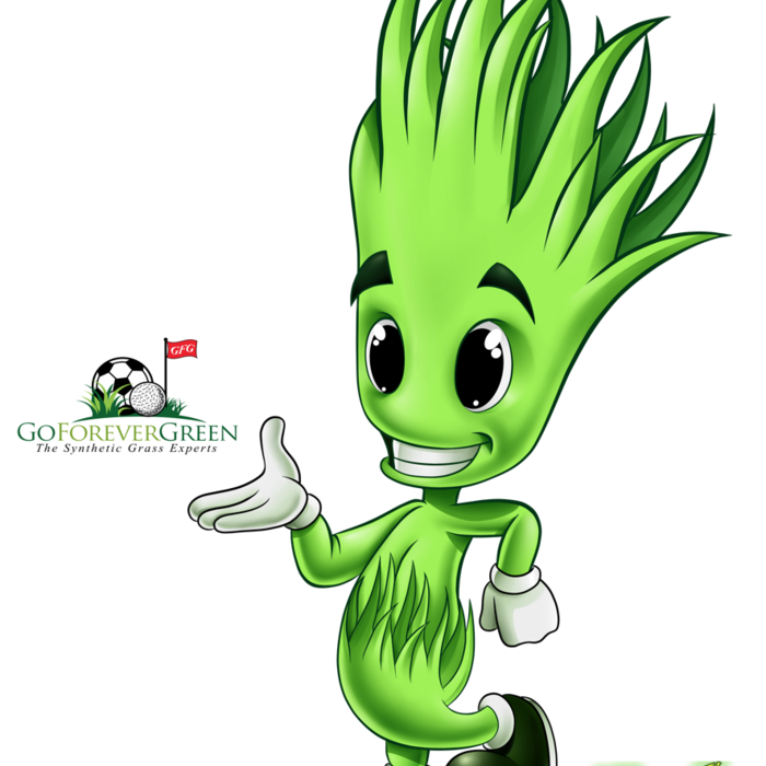 The Go Forever Green mascot TURFY