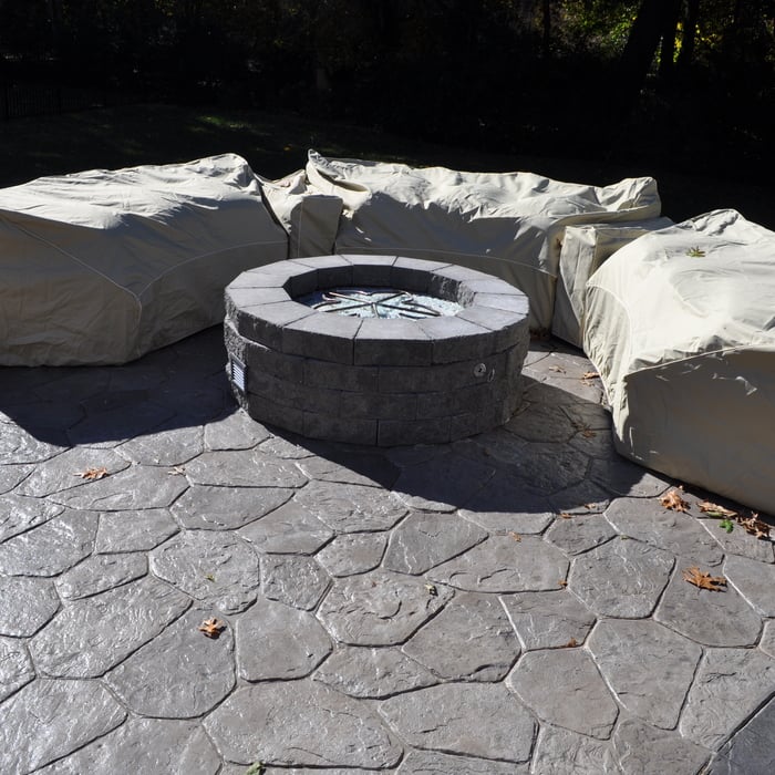 Custom Stamped Patio with Fire Pit