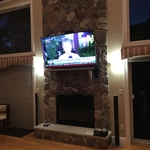 Pull down TV mount with 5.1 surround sound system