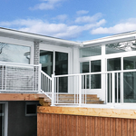 Gable over deck with glass railings