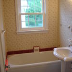 Standard cast iron tub with no shower head