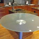 3/4 inch frost glass table secured in granite