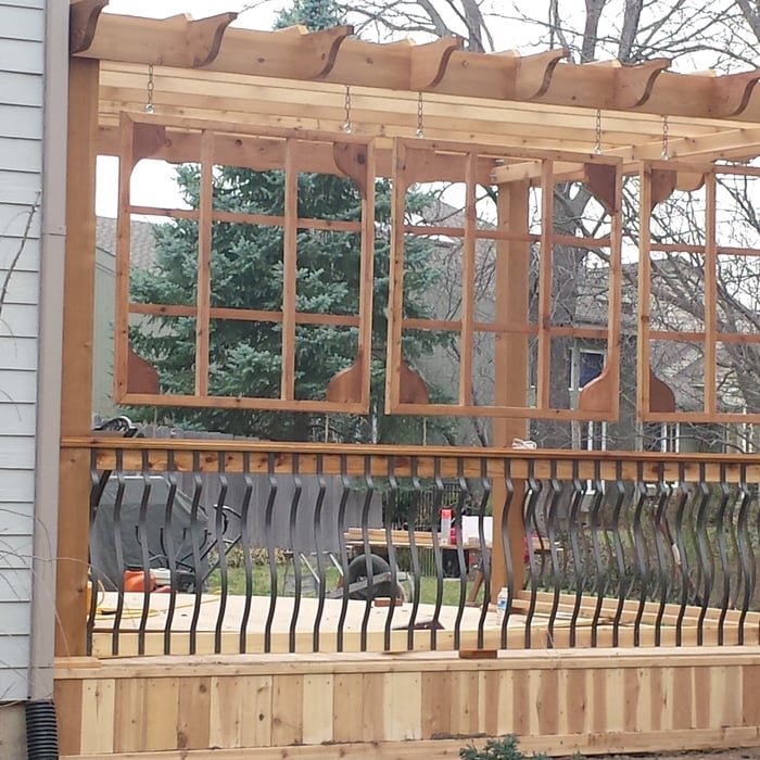 Cedar posts with solar lights caps