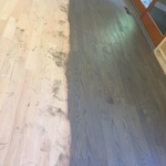 Floor staining in progress