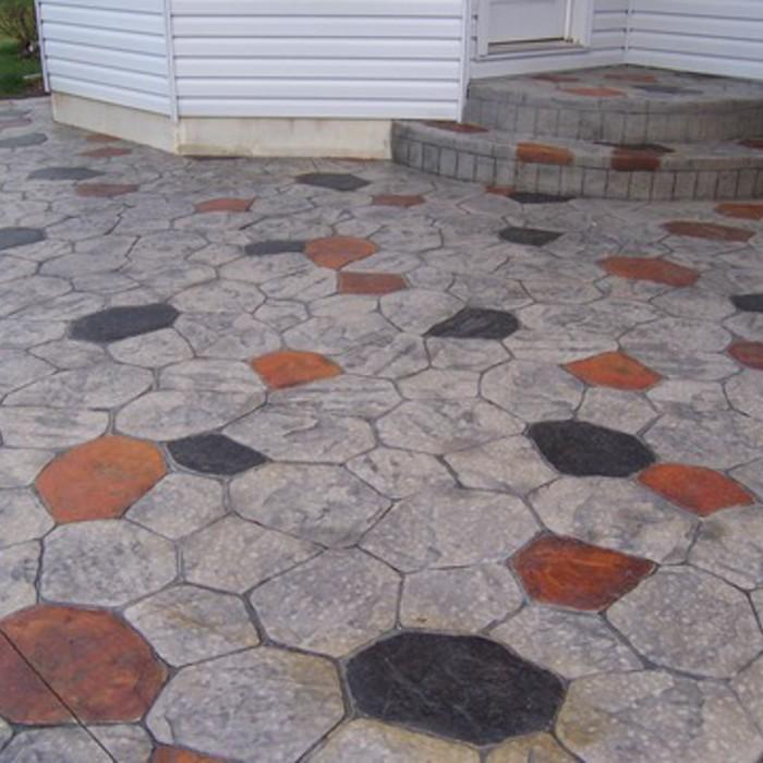 Stamped Patio w/ 3 color acid staining