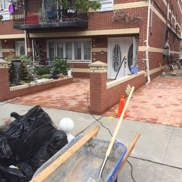 Paver driveway and walkway ,brickwall