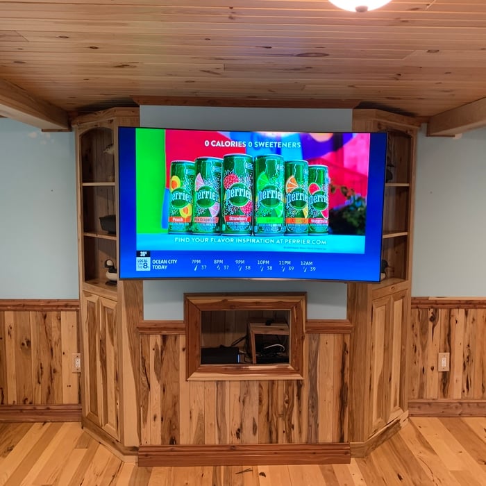 Custom Corner cabinets made of solid hickory.