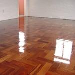Refinished parquet hardwood floor.