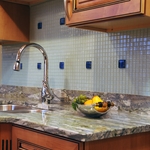 Kitchen with fancy backsplash