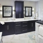 Marble counter and floors meet black