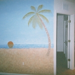 hand painted sunset mural