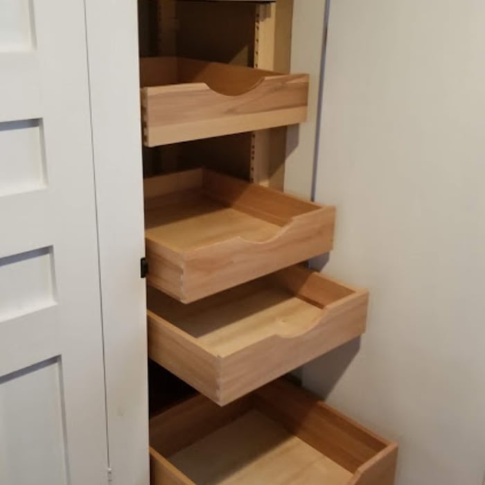 Roll out trays; an alternative to fixed shelves