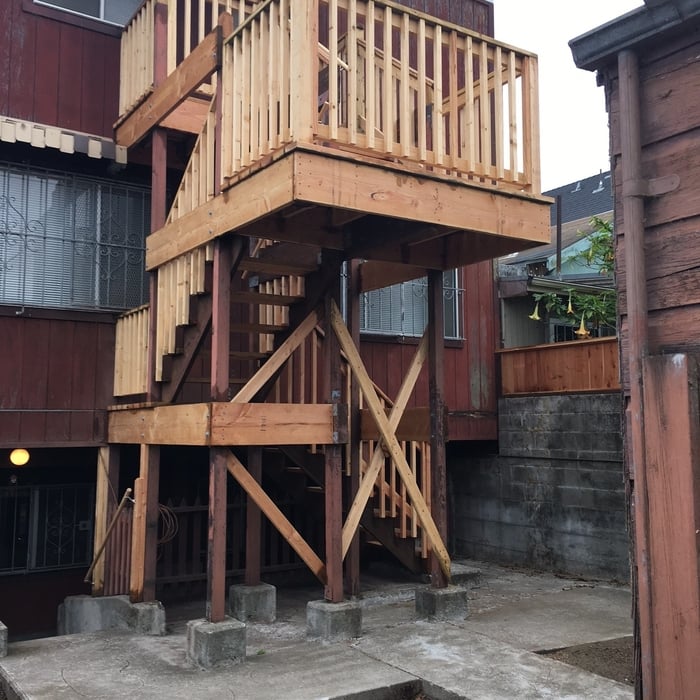 Rebuilt and stabilized stairwell
