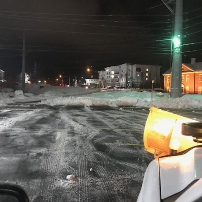 large parking lot plowing