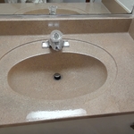 Vanity tops sprayed with a granite look