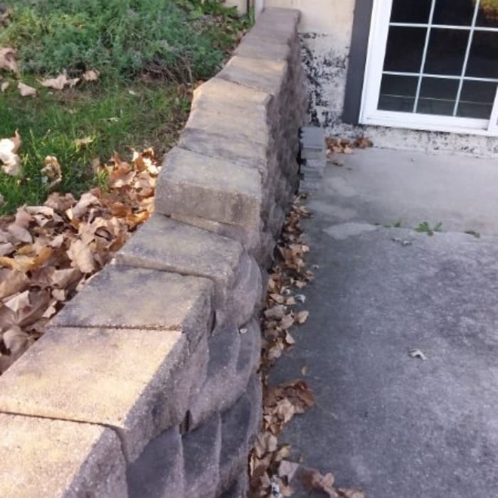 Retaining wall out of plumb