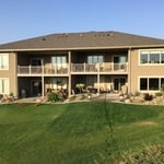 Landscaped fourplex back yard