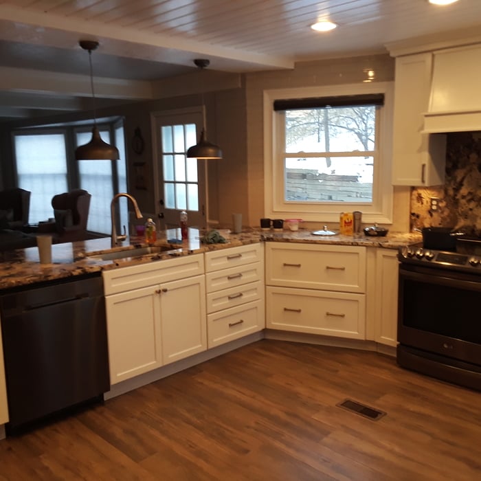 View from kitchen to living room.