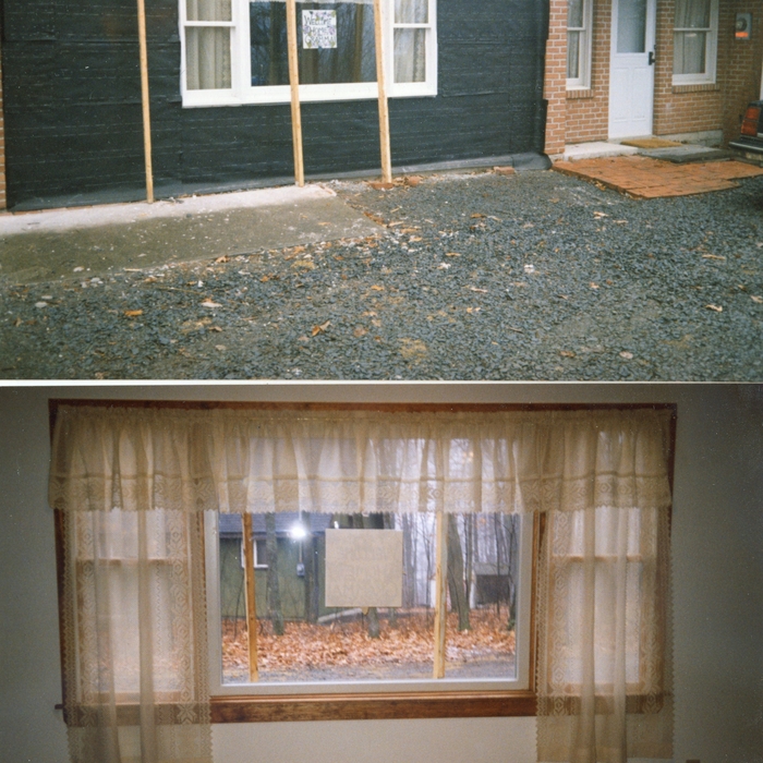 Exterior and interior of garage door conversion