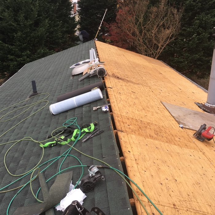 Half new roof, half new plywood