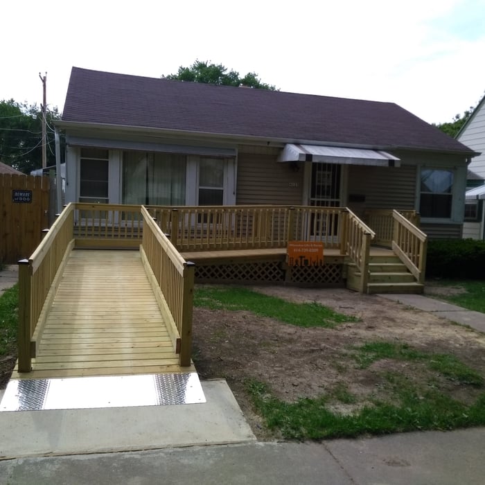 Front entrance ramp with steps