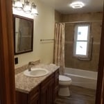 Bath Window, Cabinets and tile